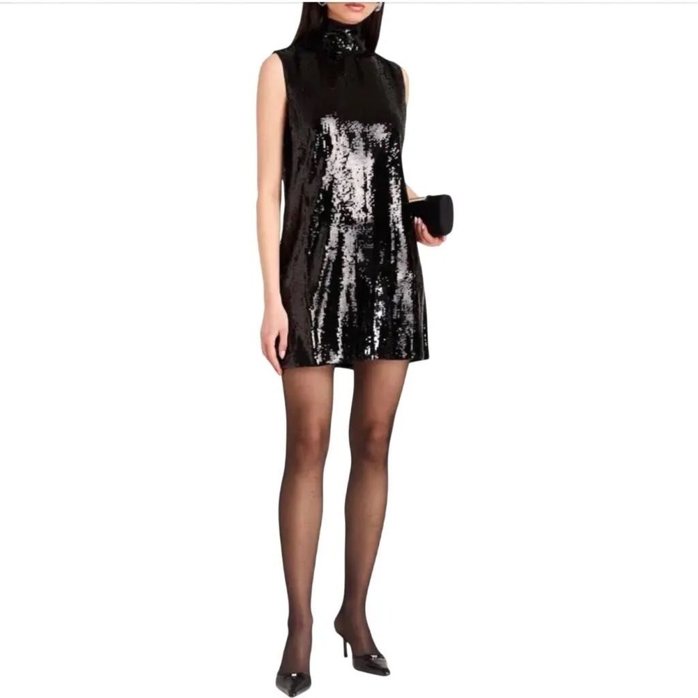 NWT Theory Sheath Funnel Neck Black Sequin Dress / Size 2 / MSRP $425 / Gorgeous